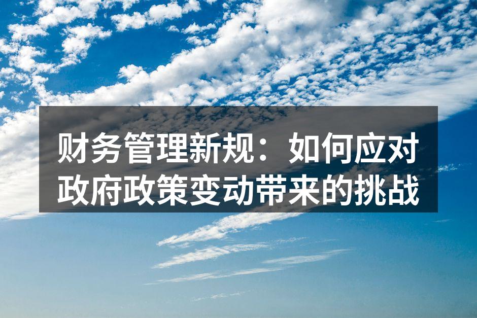 财务管理新规：如何应对政府政策变动带来的挑战